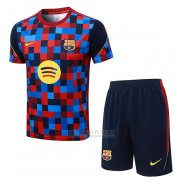 Fato de Treino Barcelona Manga Curta 2026-2027 Azul Vermelho - Calcas Curta
