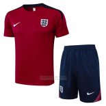 Fato de Treino Inglaterra Manga Curta 2024-2025 Vermelho - Calcas Curta