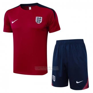 Fato de Treino Inglaterra Manga Curta 2024-2025 Vermelho - Calcas Curta