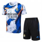 Fato de Treino Real Madrid Manga Curta 2025-2026 Branco Azul - Calcas Curta