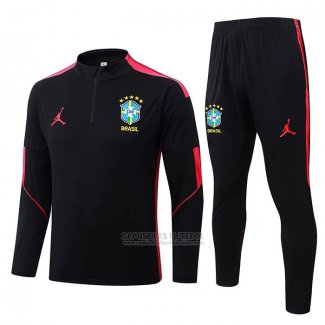 Sueter de Treinamento Brasil Crianca 2026-2027 Preto Vermelho
