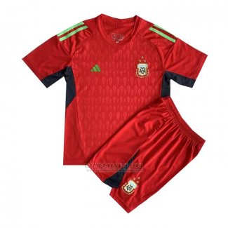 Camisola Argentina Goleiro Crianca 2022 Vermelho