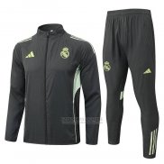 Conjunto Trench Masculino Real Madrid 2025-2026 Cinza Verde