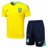 Fato de Treino Brasil Manga Curta 2024-2025 Amarelo - Calcas Curta