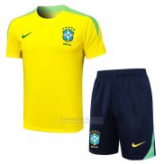 Fato de Treino Brasil Manga Curta 2024-2025 Amarelo - Calcas Curta