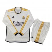 Camisola Real Madrid 1º Crianca Manga Comprida 2023-2024