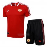 Fato de Treino Manchester United Manga Curta 2025-2026 Vermelho - Calcas Curta