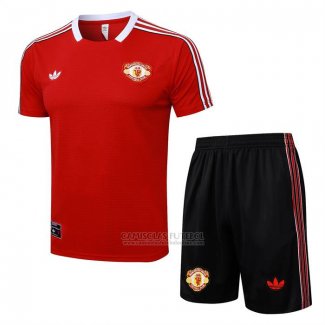 Fato de Treino Manchester United Manga Curta 2025-2026 Vermelho - Calcas Curta