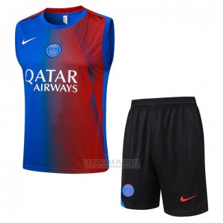 Fato de Treino Paris Saint-Germain Sin Mangas 2025-2026 Azul Vermelho