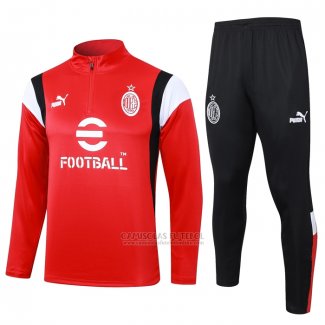 Sueter de Treinamento AC Milao 2023-2024 Vermelho Y Branco