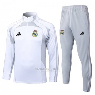 Sueter de Treinamento Real Madrid 2025-2026 Branco Cinza