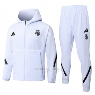 Fato de Treino Hoodie Real Madrid 2025-2026 Branco
