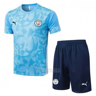 Fato de Treino Manchester City Manga Curta 2025-2026 Azul - Calcas Curta