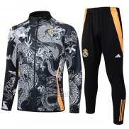 Jaqueta de Treinamento Real Madrid Dragon Crianca 2024-2025 Preto