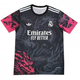 Tailandia Camisola Real Madrid Dragon 2024-2025 Preto Vermelho