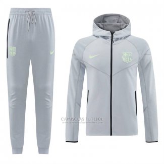 Fato de Treino Hoodie Barcelona 2025 Cinza