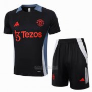 Fato de Treino Manchester United Manga Curta 2024-2025 Preto - Calcas Curta