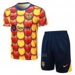 Fato de Treino Barcelona Manga Curta 2024-2025 Amarelo - Calcas Curta