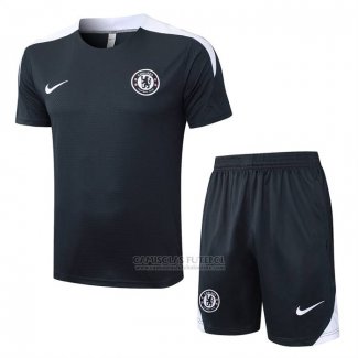 Fato de Treino Chelsea Manga Curta 2025-2026 Cinza - Calcas Curta
