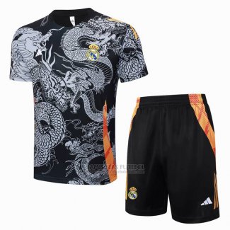 Fato de Treino Real Madrid Dragon Manga Curta 2024-2025 Preto - Calcas Curta