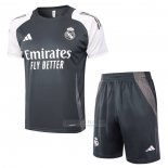 Fato de Treino Real Madrid Manga Curta 2024-2025 Cinza - Calcas Curta