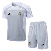 Fato de Treino Real Madrid Manga Curta 2025-2026 Cinza - Calcas Curta