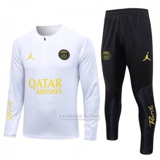 Sueter de Treinamento Paris Saint-Germain Jordan Crianca 2023-2024 Branco