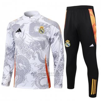 Sueter de Treinamento Real Madrid Dragon Crianca 2024-2025 Branco