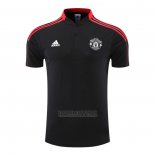 Camisola Polo del Manchester United 2022-2023 Preto Y Vermelho