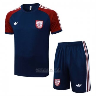 Fato de Treino Arsenal Manga Curta 2025-2026 Azul Vermelho - Calcas Curta