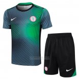 Fato de Treino Nigeria Manga Curta 2024-2025 Cinza Verde - Calcas Curta