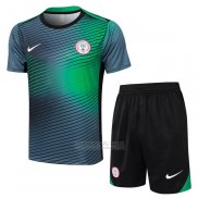 Fato de Treino Nigeria Manga Curta 2024-2025 Cinza Verde - Calcas Curta