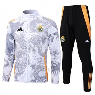 Jaqueta de Treinamento Real Madrid Dragon Crianca 2024-2025 Branco