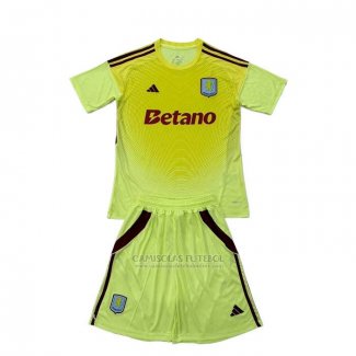 Camisola Aston Villa Goleiro Crianca 2025-2026 Amarelo