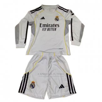 Camisola Real Madrid 1º Manga Comprida Crianca 2025-2026