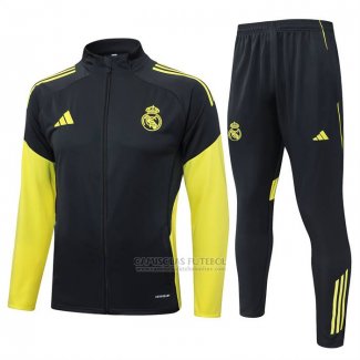 Jaqueta de Treinamento Real Madrid 2025-2026 Cinza Amarelo