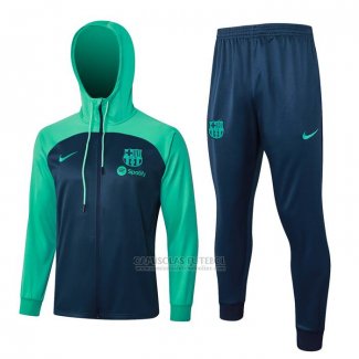 Fato de Treino Hoodie Barcelona 2023-2024 Azul Y Verde