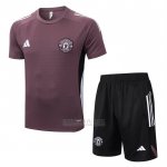 Fato de Treino Manchester United Manga Curta 2025-2026 Brown - Calcas Curta