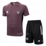 Fato de Treino Manchester United Manga Curta 2025-2026 Brown - Calcas Curta