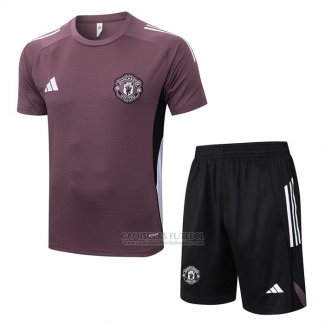 Fato de Treino Manchester United Manga Curta 2025-2026 Brown - Calcas Curta
