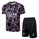 Fato de Treino Paris Saint-Germain Jordan Manga Curta 2025-2026 Preto Rosa - Calcas Curta