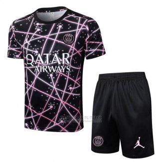 Fato de Treino Paris Saint-Germain Jordan Manga Curta 2025-2026 Preto Rosa - Calcas Curta