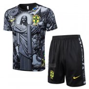 Fato de Treino Brasil Jesus Manga Curta 2024-2025 Preto - Calcas Curta