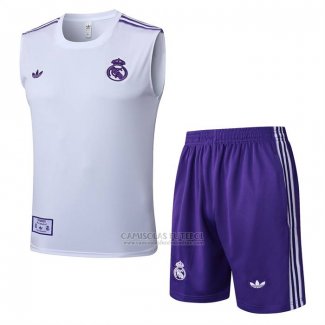 Fato de Treino Real Madrid Sem Mangas 2025-2026 Branco Purpura