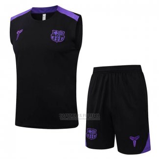 Fato de Treino Barcelona Sin Mangas 2025-2026 Preto Purpura
