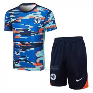 Fato de Treino Holanda Manga Curta 2024 Azul - Calcas Curta