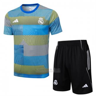 Fato de Treino Real Madrid Manga Curta 2025-2026 Azul Verde - Calcas Curta