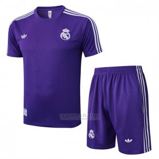 Fato de Treino Real Madrid Manga Curta 2025-2026 Purpura - Calcas Curta