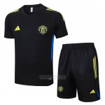 Fato de Treino Manchester United Manga Curta 2025-2026 Preto - Calcas Curta