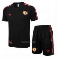 Fato de Treino Manchester United Manga Curta 2025-2026 Preto - Calcas Curta